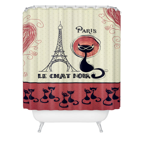 Belle13 Le Chat Noir Shower Curtain