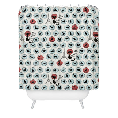 Belle13 Les Chats Noirs Shower Curtain
