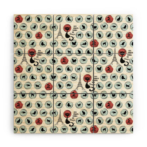 Belle13 Les Chats Noirs Wood Wall Mural