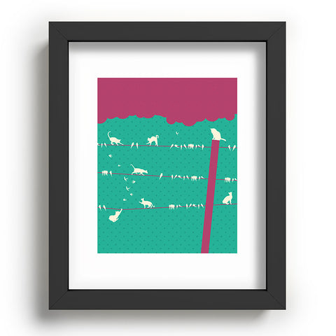 Belle13 Lollipop Cats And Birds On Wires Recessed Framing Rectangle