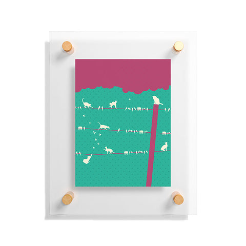 Belle13 Lollipop Cats And Birds On Wires Floating Acrylic Print