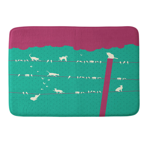 Belle13 Lollipop Cats And Birds On Wires Memory Foam Bath Mat