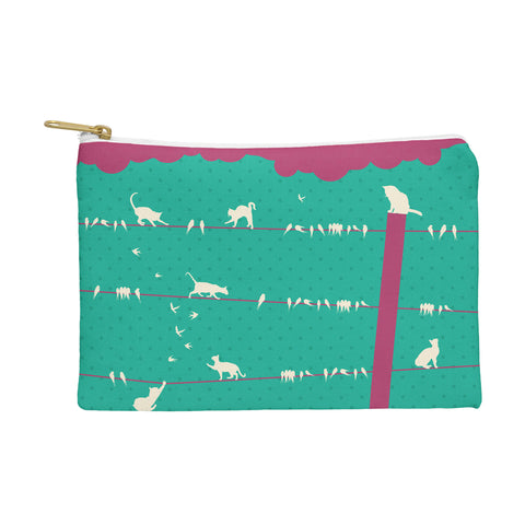 Belle13 Lollipop Cats And Birds On Wires Pouch