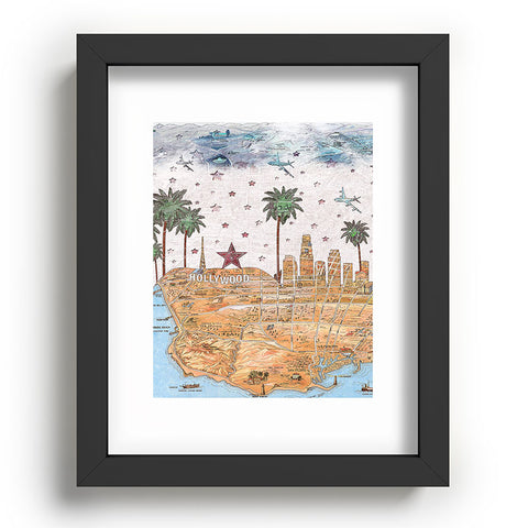 Belle13 Los Angeles Skyline Old Map Recessed Framing Rectangle