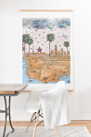 Belle13 Los Angeles Skyline Old Map Art Print And Hanger