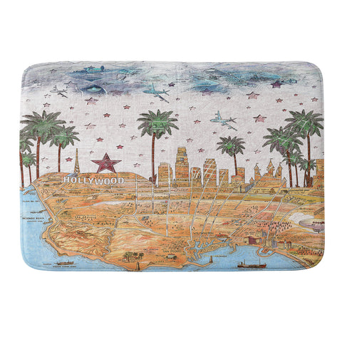 Belle13 Los Angeles Skyline Old Map Memory Foam Bath Mat