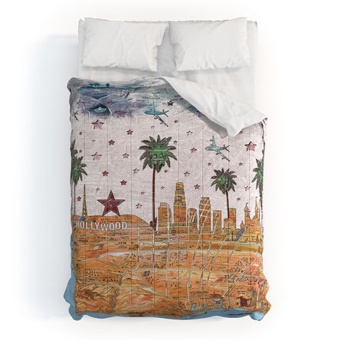 Belle13 Los Angeles Skyline Old Map Comforter