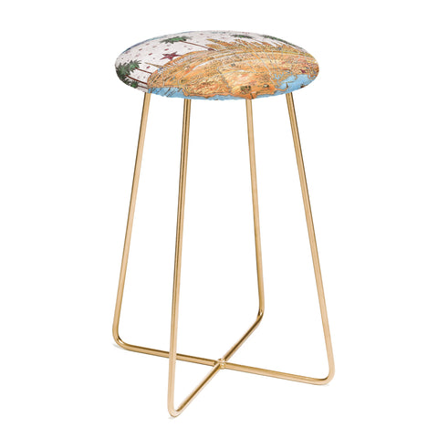 Belle13 Los Angeles Skyline Old Map Counter Stool
