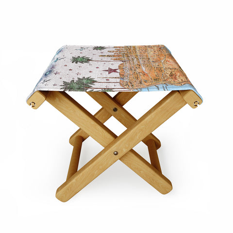 Belle13 Los Angeles Skyline Old Map Folding Stool