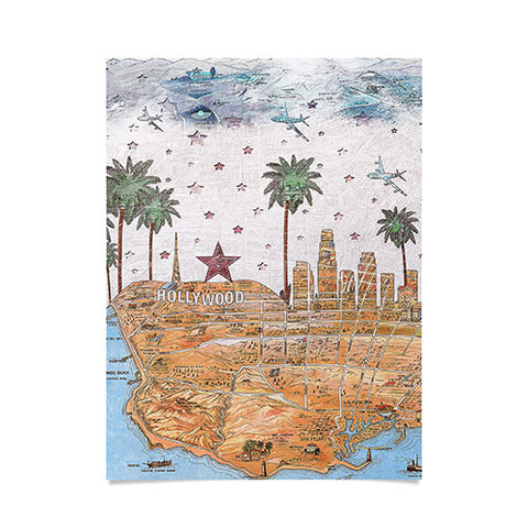 Belle13 Los Angeles Skyline Old Map Poster