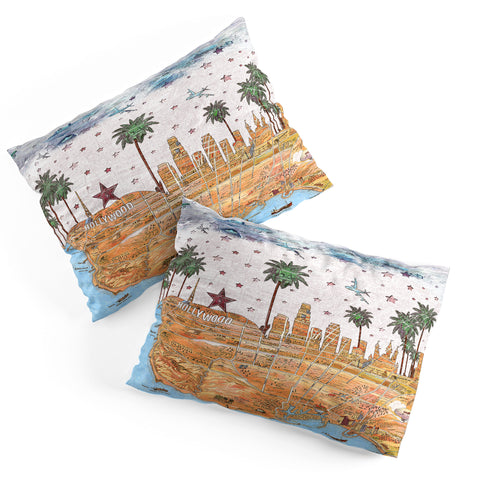 Belle13 Los Angeles Skyline Old Map Pillow Shams