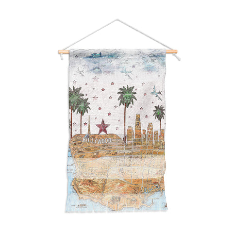 Belle13 Los Angeles Skyline Old Map Wall Hanging Portrait