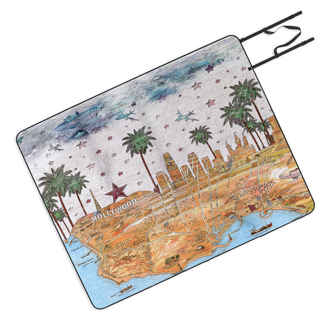 Belle13 Los Angeles Skyline Old Map Picnic Blanket