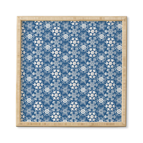 Belle13 Lots of Snowflakes on Blue Pattern Framed Wall Art