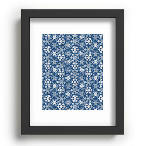 Belle13 Lots of Snowflakes on Blue Pattern Recessed Framing Rectangle