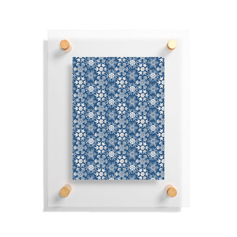 Belle13 Lots of Snowflakes on Blue Pattern Floating Acrylic Print