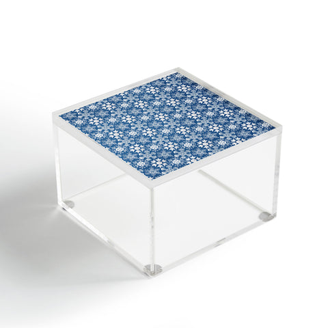 Belle13 Lots of Snowflakes on Blue Pattern Acrylic Box