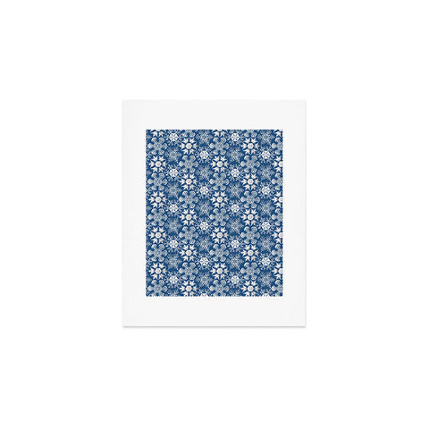 Belle13 Lots of Snowflakes on Blue Pattern Art Print