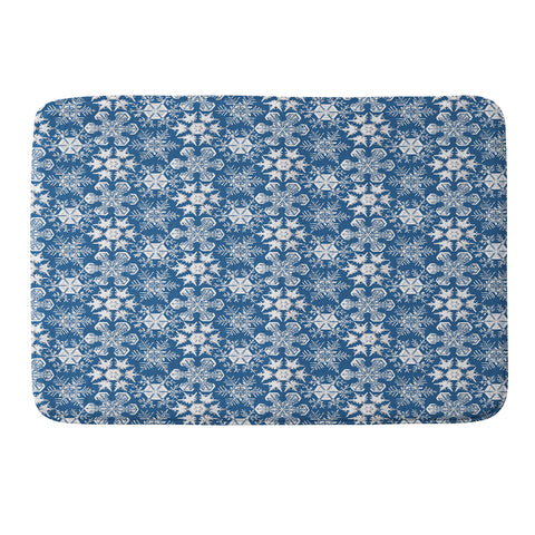Belle13 Lots of Snowflakes on Blue Pattern Memory Foam Bath Mat