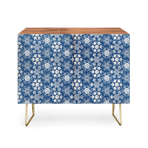 Belle13 Lots of Snowflakes on Blue Pattern Credenza