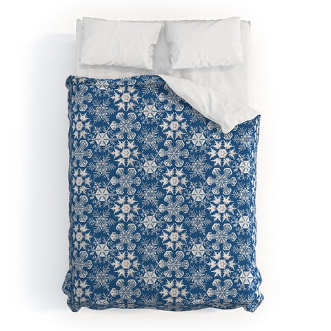 Belle13 Lots of Snowflakes on Blue Pattern Duvet Cover