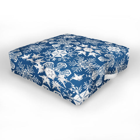 Belle13 Lots of Snowflakes on Blue Pattern Outdoor Floor Cushion