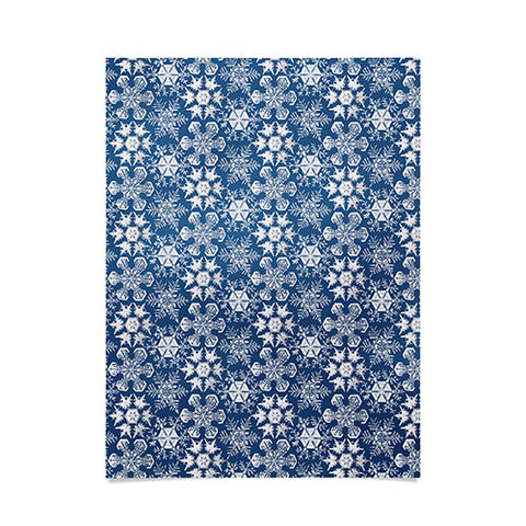 Belle13 Lots of Snowflakes on Blue Pattern Poster