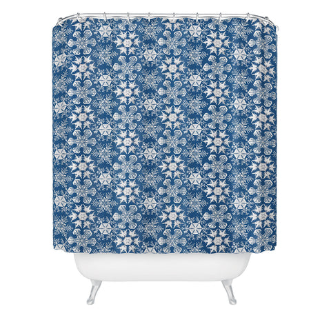Belle13 Lots of Snowflakes on Blue Pattern Shower Curtain