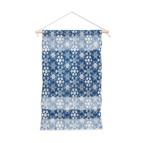 Belle13 Lots of Snowflakes on Blue Pattern Wall Hanging Portrait