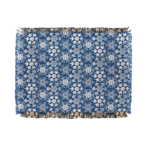 Belle13 Lots of Snowflakes on Blue Pattern Throw Blanket