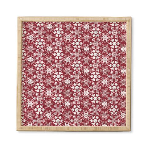 Belle13 Lots of Snowflakes on Red Framed Wall Art