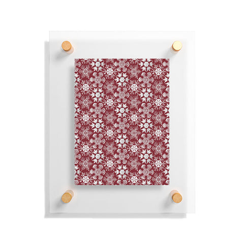 Belle13 Lots of Snowflakes on Red Floating Acrylic Print