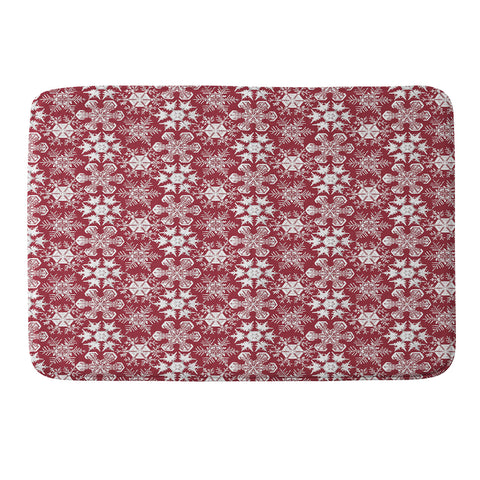 Belle13 Lots of Snowflakes on Red Memory Foam Bath Mat