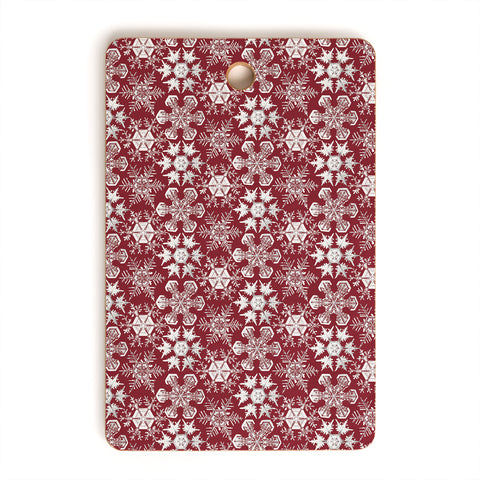 Belle13 Lots of Snowflakes on Red Cutting Board Rectangle