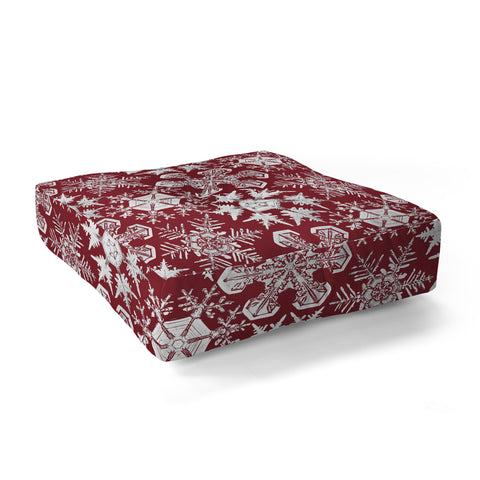 Belle13 Lots of Snowflakes on Red Floor Pillow Square
