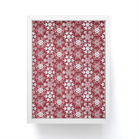 Belle13 Lots of Snowflakes on Red Framed Mini Art Print