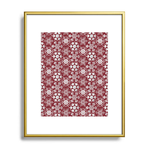 Belle13 Lots of Snowflakes on Red Metal Framed Art Print