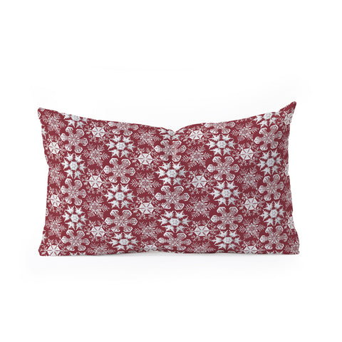 Belle13 Lots of Snowflakes on Red Oblong Throw Pillow