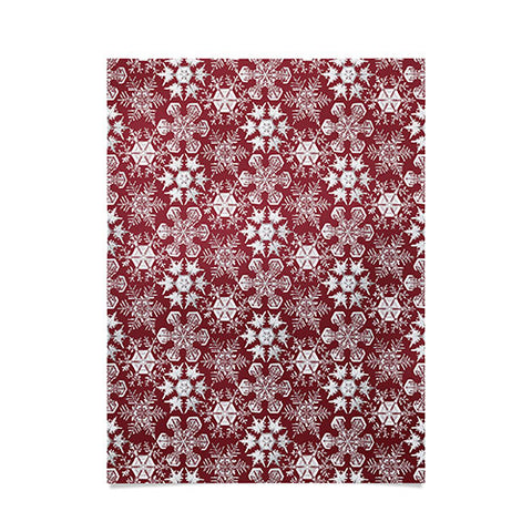 Belle13 Lots of Snowflakes on Red Poster