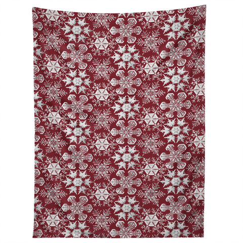 Belle13 Lots of Snowflakes on Red Tapestry