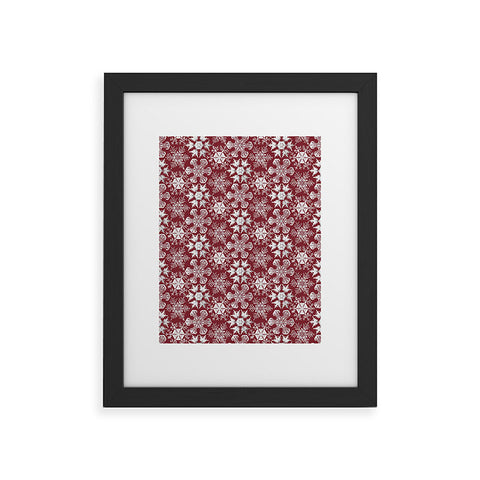 Belle13 Lots of Snowflakes on Red Framed Art Print