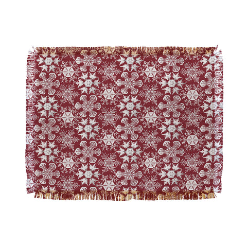 Belle13 Lots of Snowflakes on Red Throw Blanket
