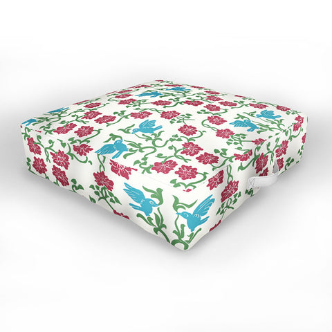 Belle13 Love and Peace floral bird pattern Outdoor Floor Cushion