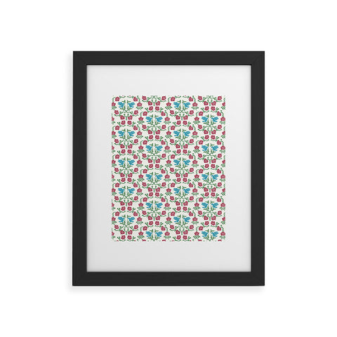 Belle13 Love and Peace floral bird pattern Framed Art Print