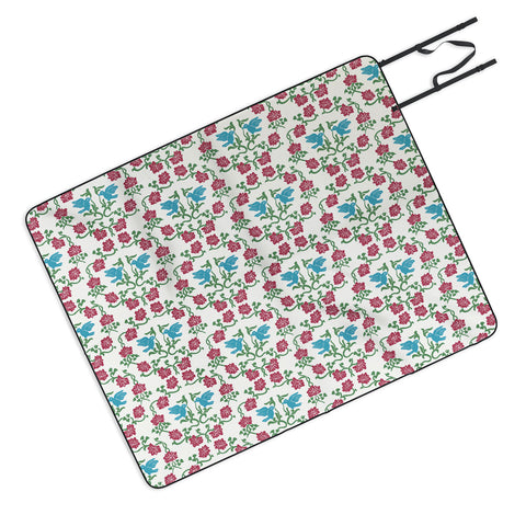 Belle13 Love and Peace floral bird pattern Picnic Blanket