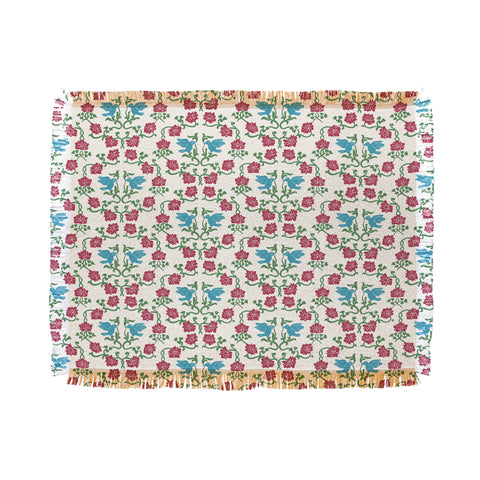 Belle13 Love and Peace floral bird pattern Throw Blanket