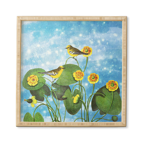 Belle13 Love Chirp on Water Lilies Framed Wall Art