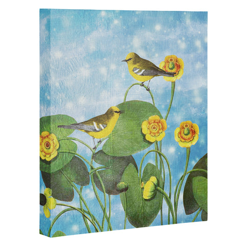 Belle13 Love Chirp on Water Lilies Art Canvas
