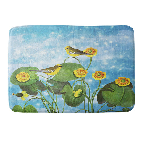 Belle13 Love Chirp on Water Lilies Memory Foam Bath Mat