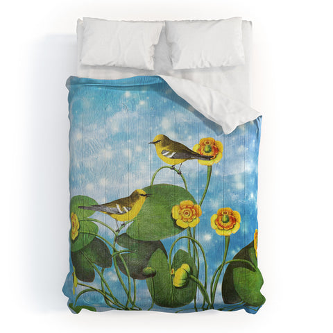Belle13 Love Chirp on Water Lilies Comforter